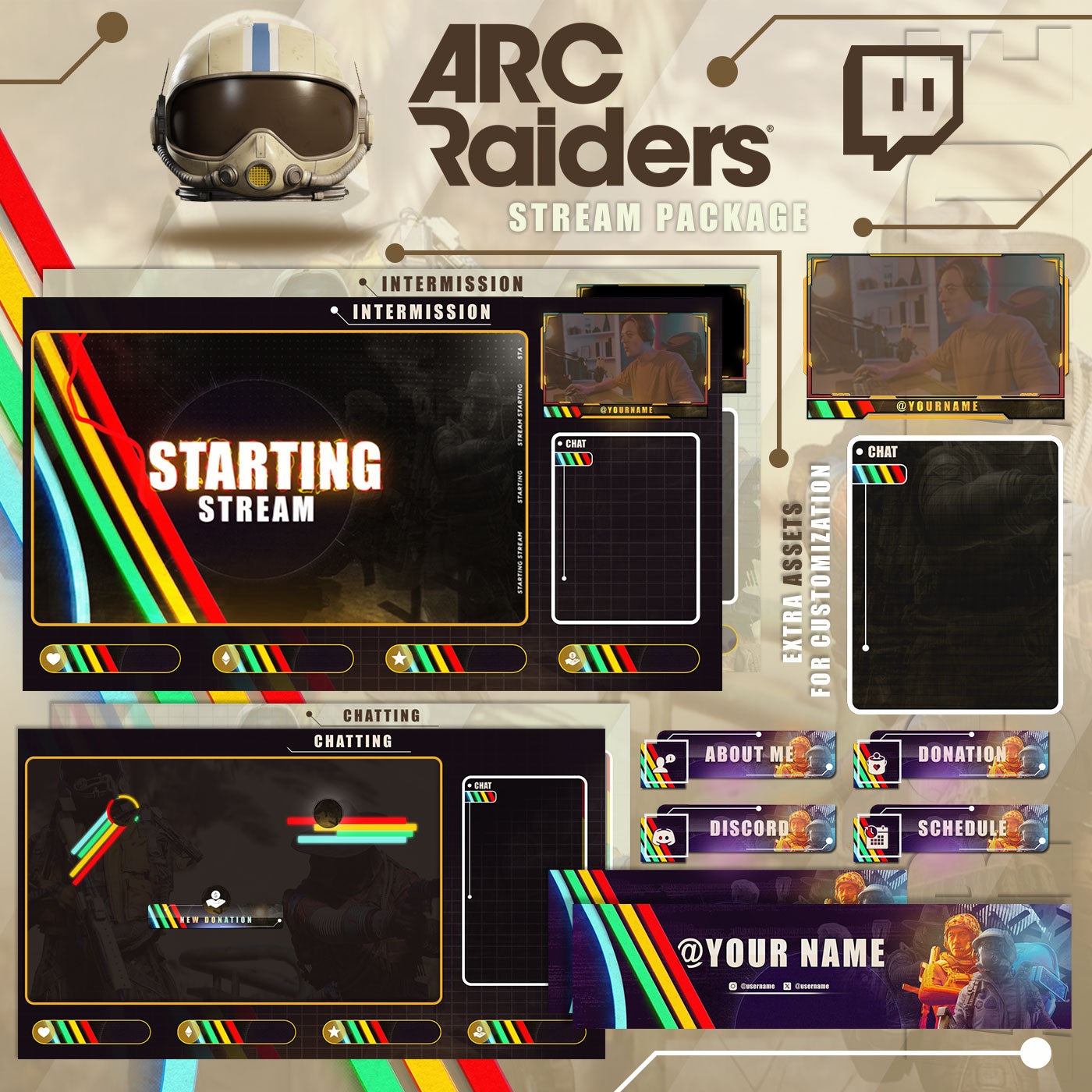 ARC Raiders Stream Overlay Manga Intermission Chatting Screens