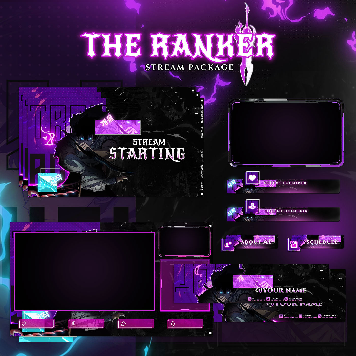 The Ranker Solo Leveling Anime Twitch Overlays full Stream Package