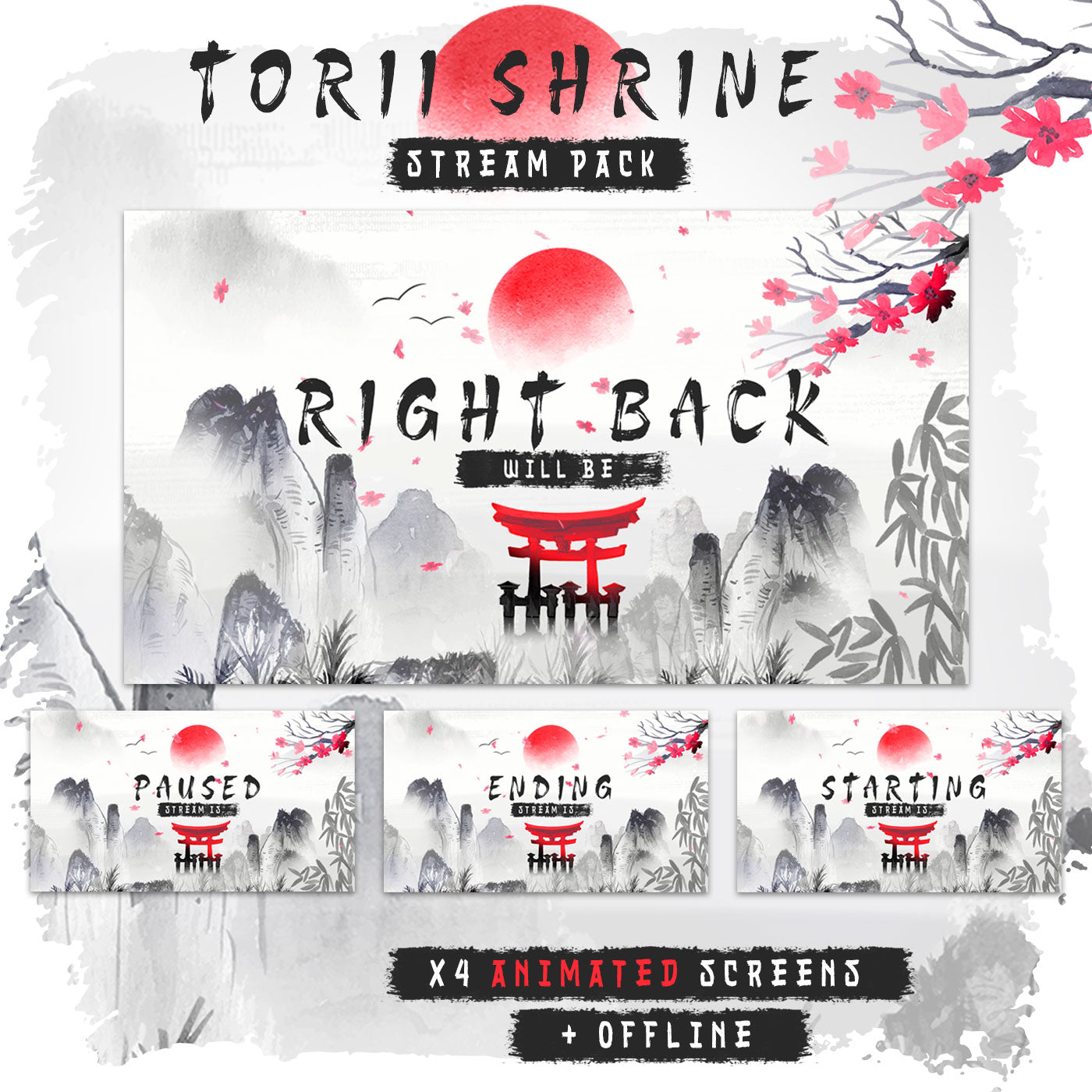 Animated Torii Shrine For twitch streamers full twitch package