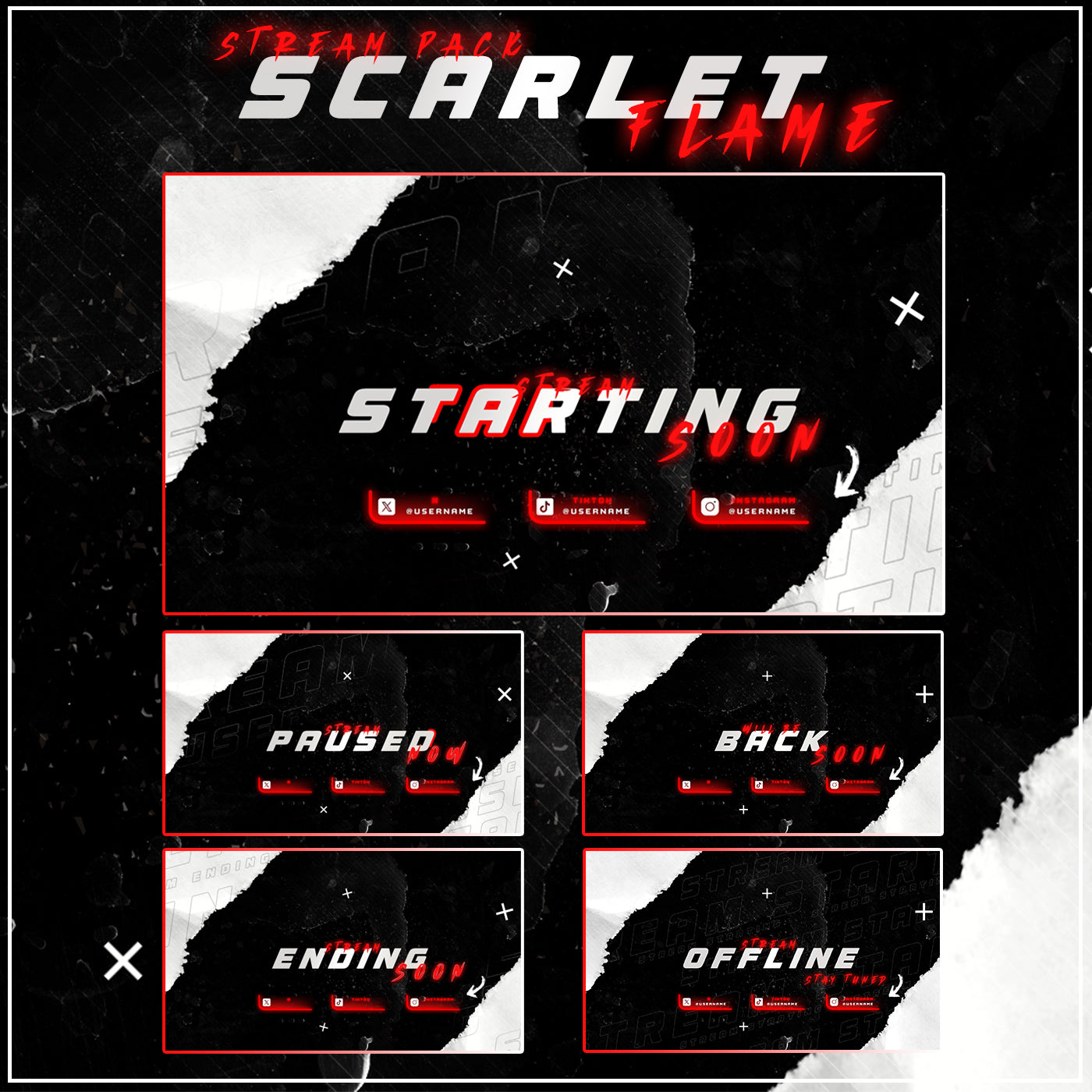 Scarlet Flame Twitch overlays full stream package
