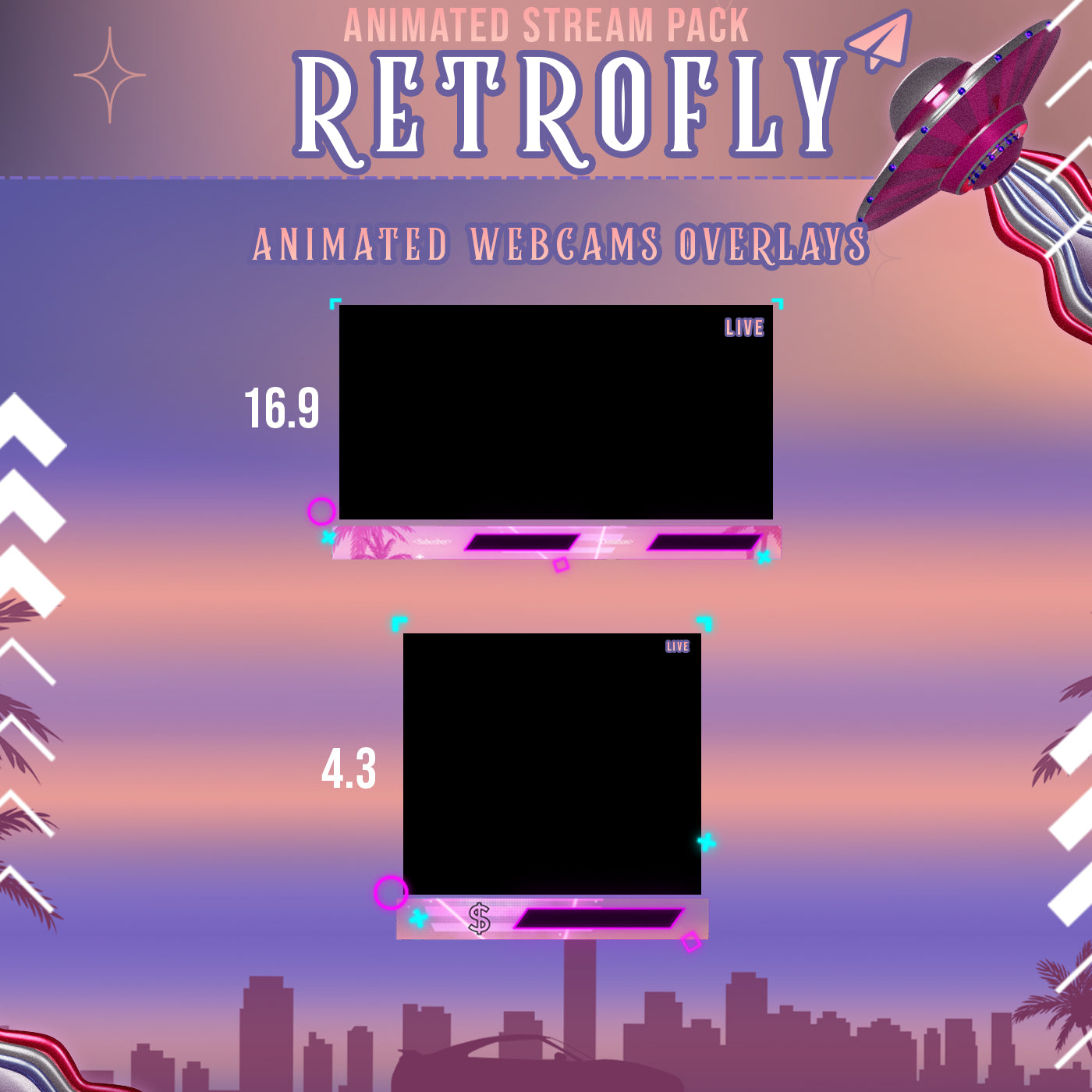 RetroFly Stream Package Twitch overlays full stream package