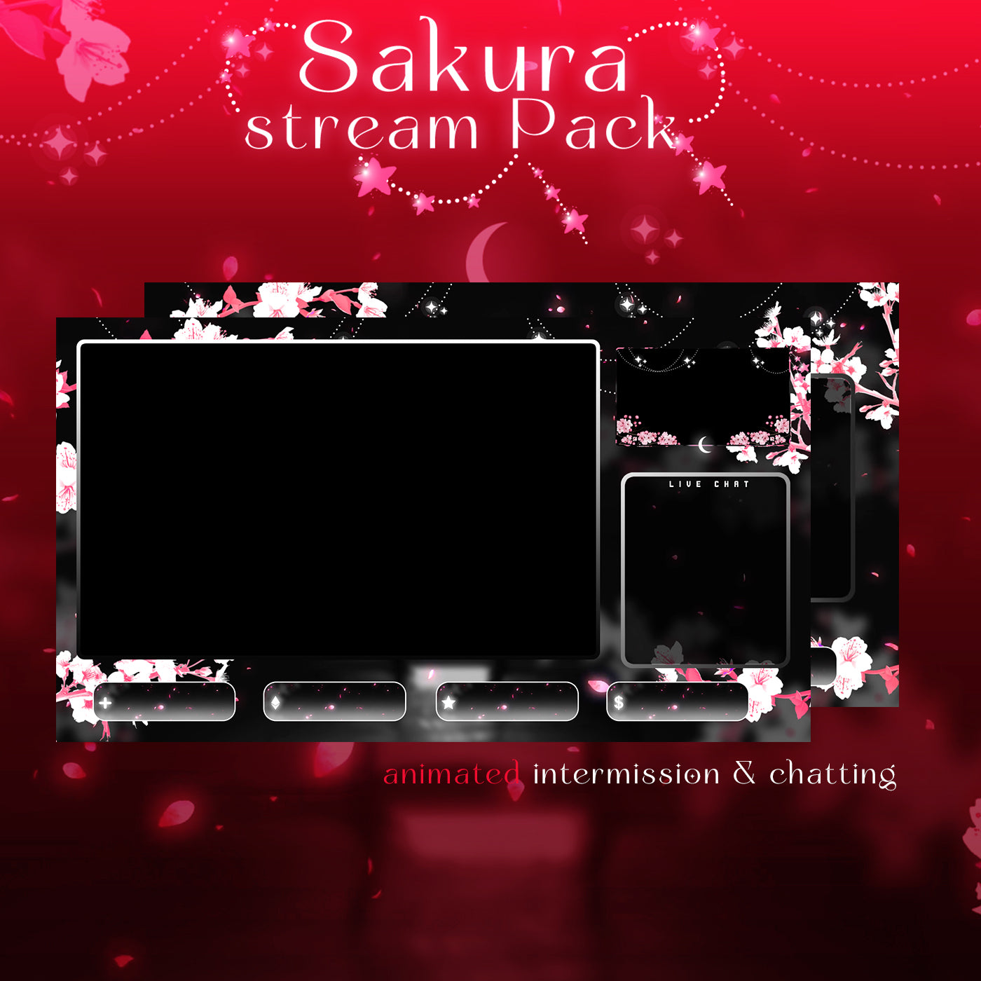 Sakura Cherry Twitch overlays full stream package