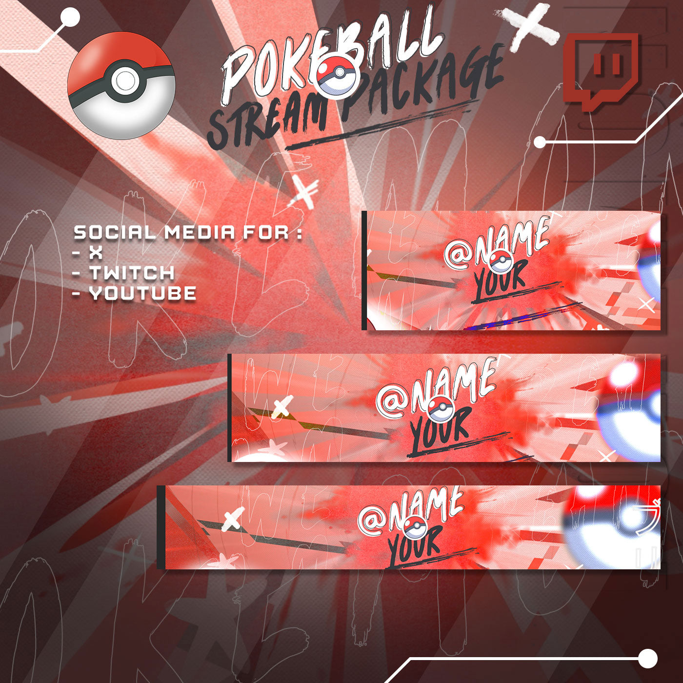 Poke ball Stream Overlay Intermission Chatting Screens Webcam