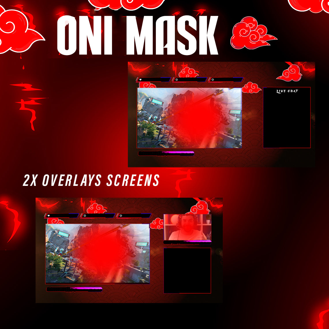 Oni Mask Stream Package Twitch overlays full stream package