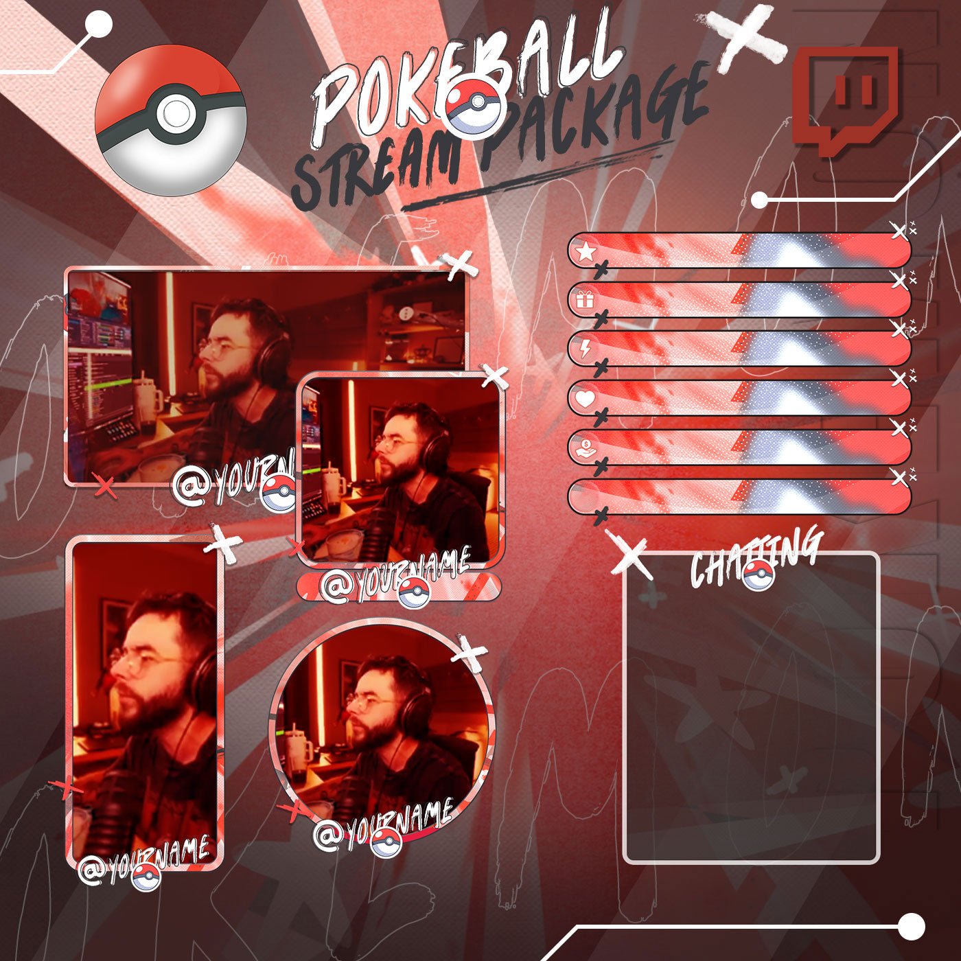 Poke ball Stream Overlay Intermission Chatting Screens Webcam