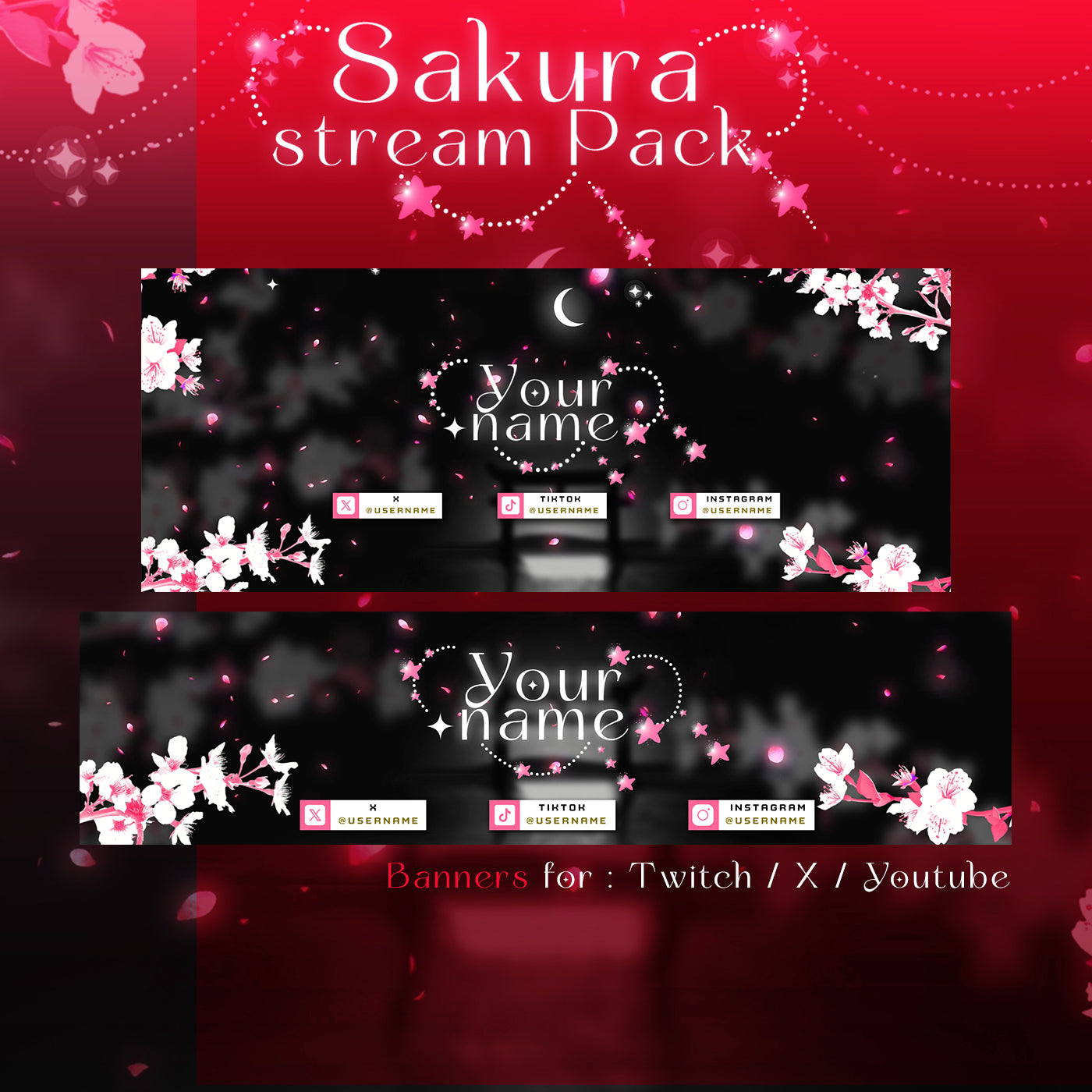 Sakura Cherry Twitch overlays full stream package