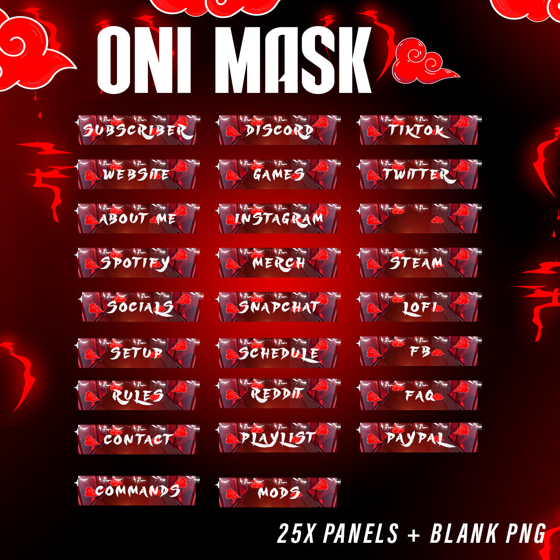 Oni Mask Stream Package Twitch overlays full stream package