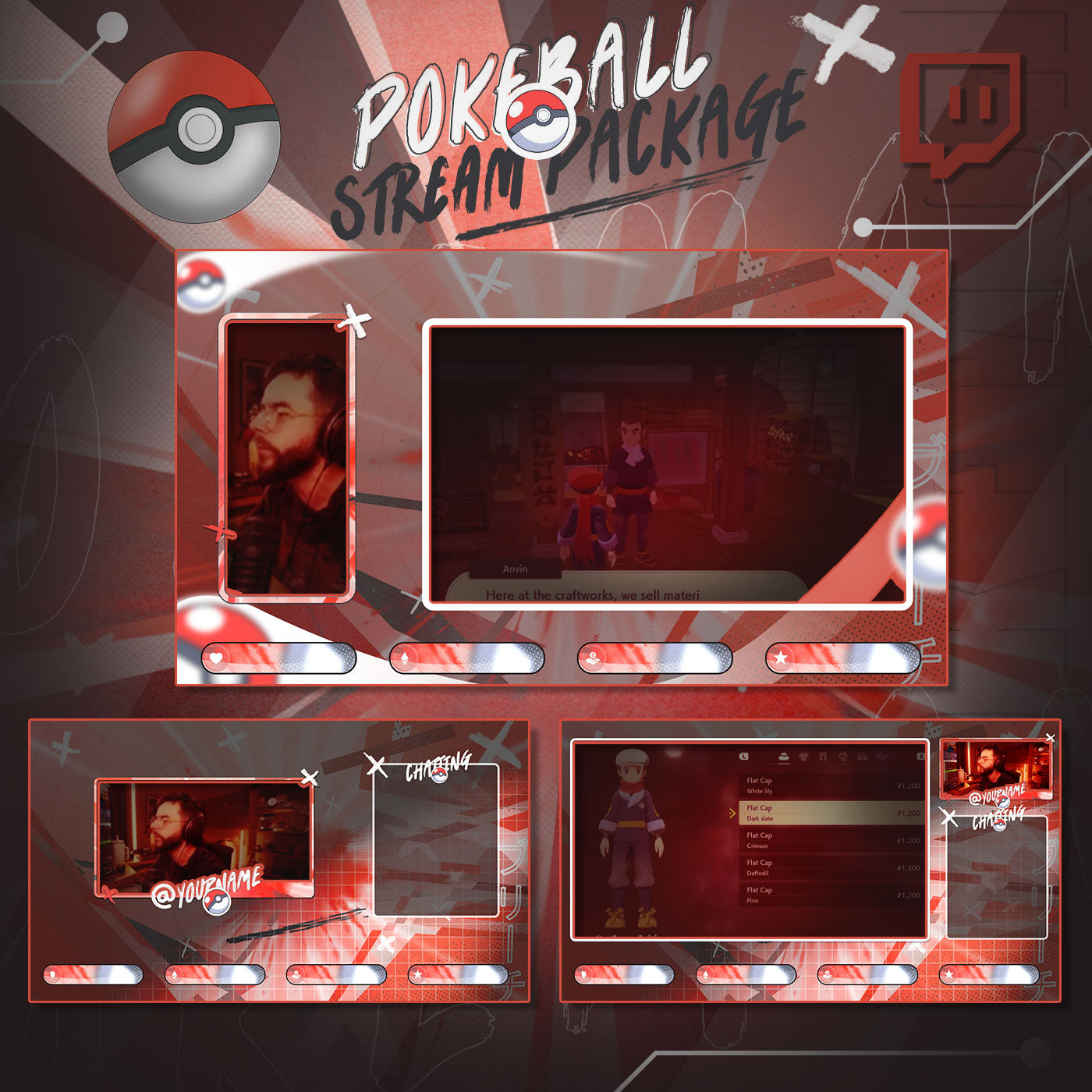 Poke ball Stream Overlay Intermission Chatting Screens Webcam