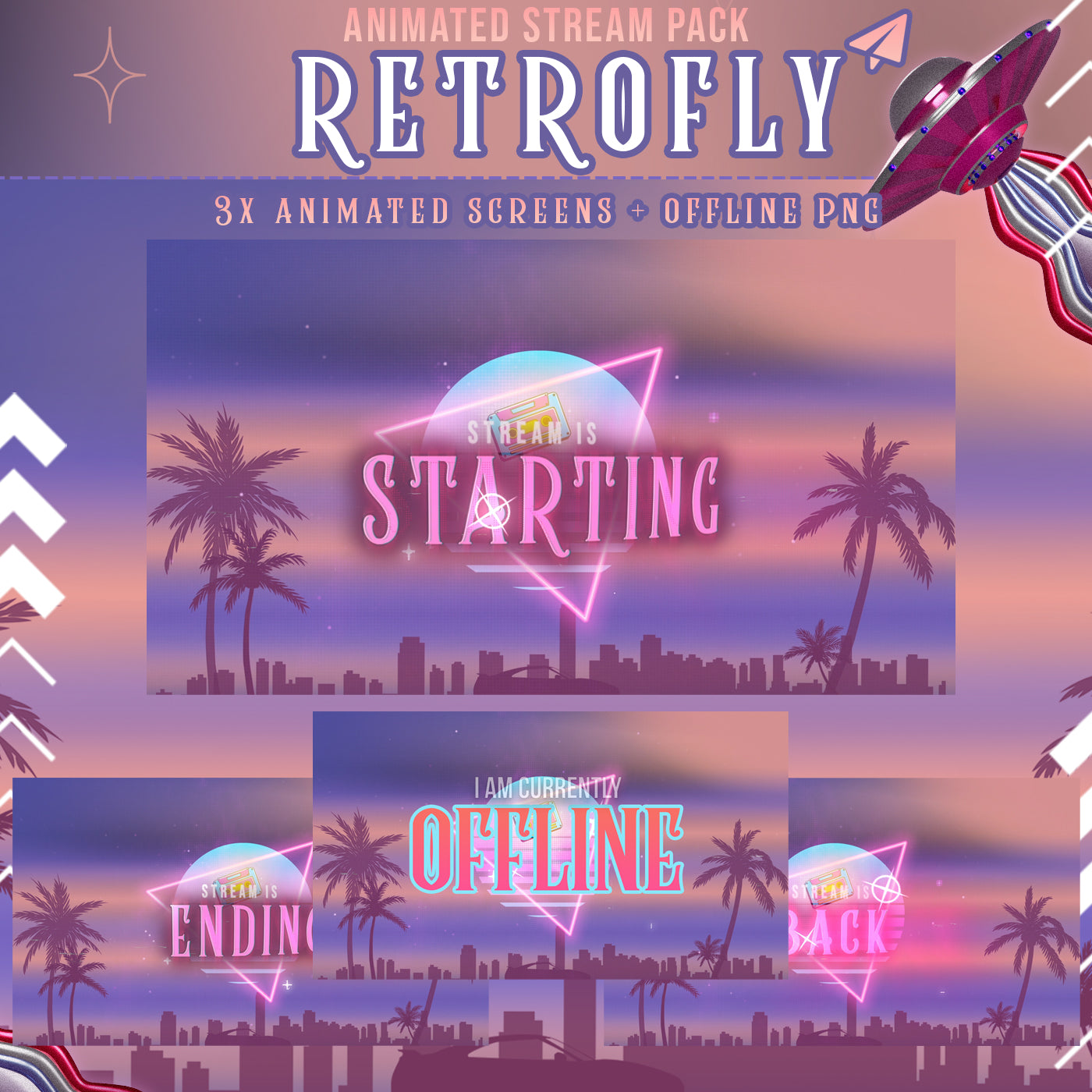 RetroFly Stream Package Twitch overlays full stream package