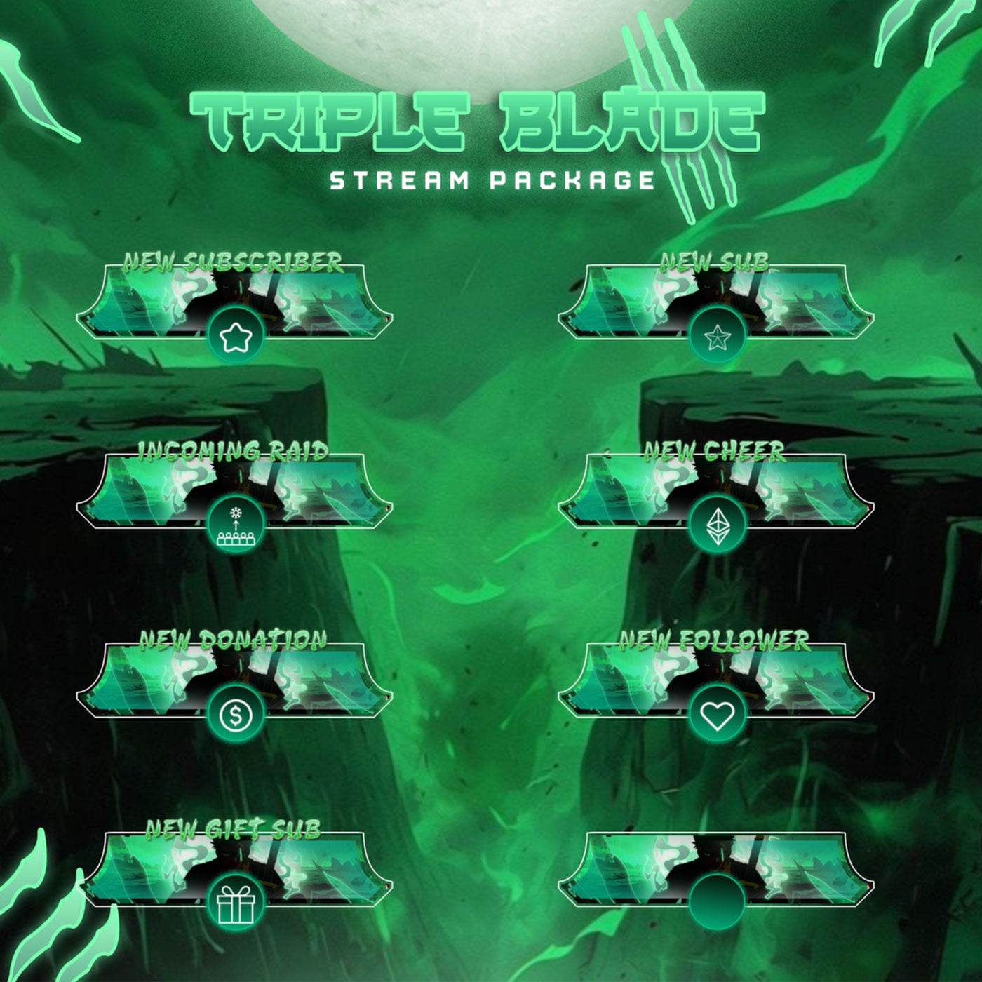 Zoro Triple Blade Anime Twitch Overlays full Stream