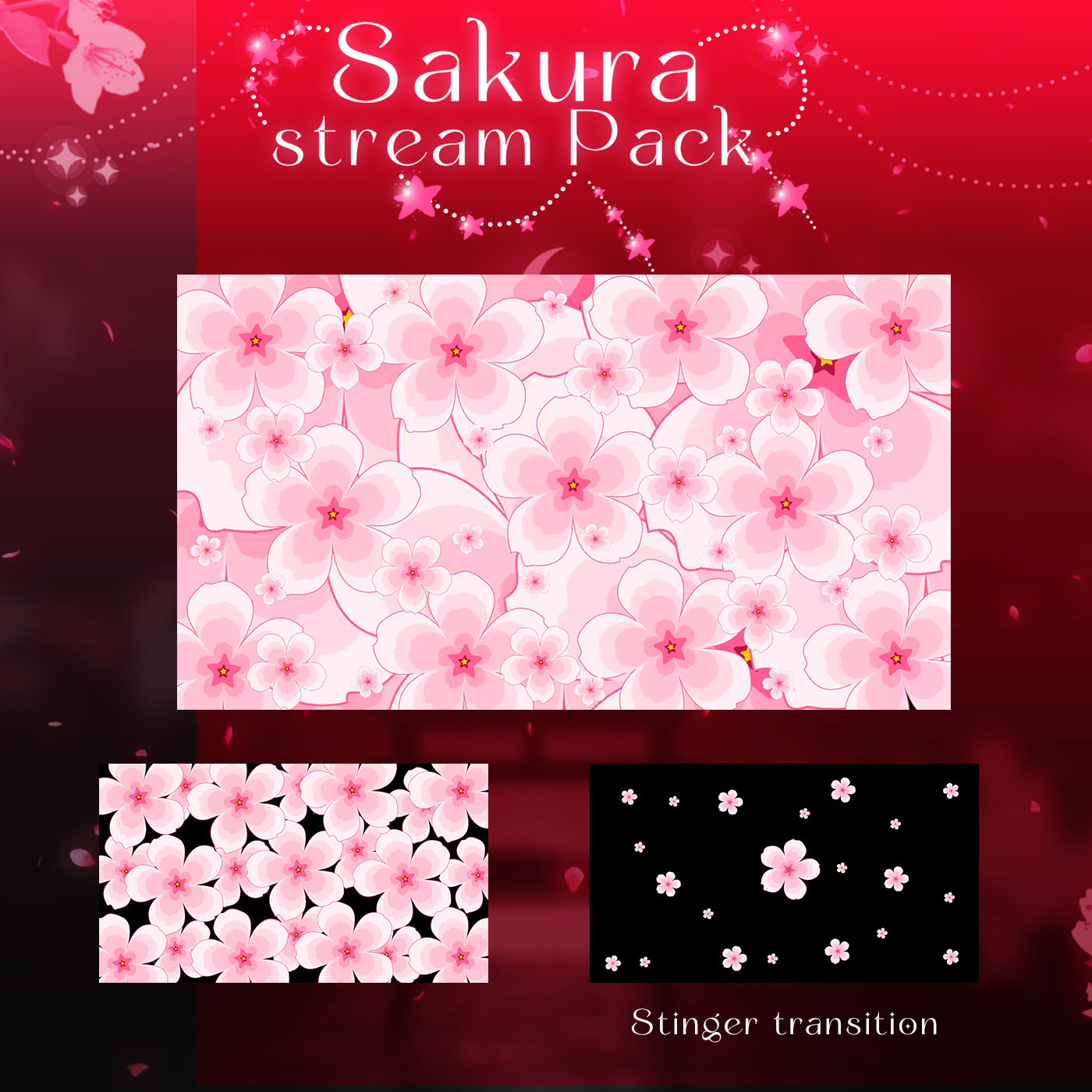 Sakura Cherry Twitch overlays full stream package