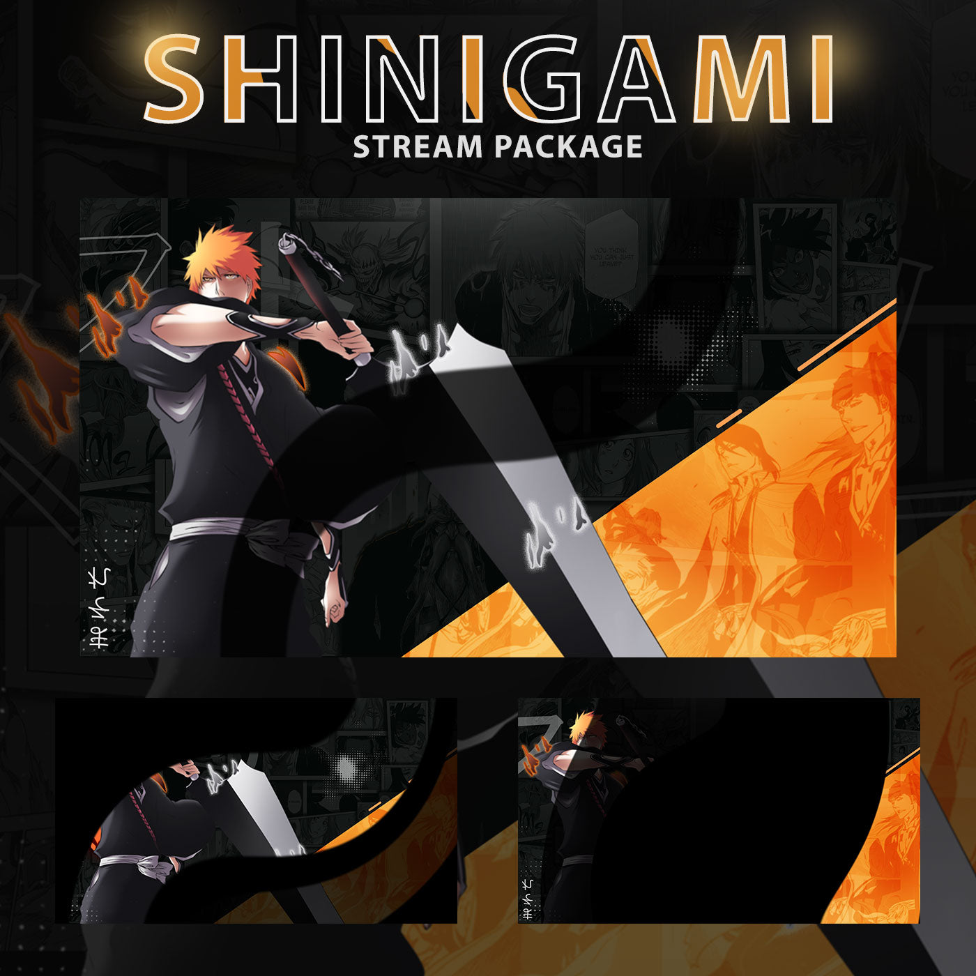 Bleach Twitch Overlays full Stream Package Orange