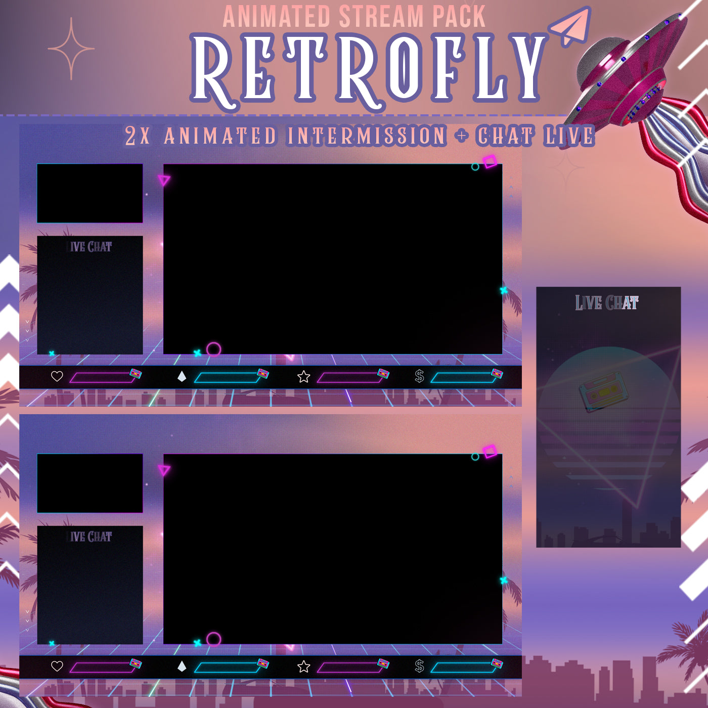 RetroFly Stream Package Twitch overlays full stream package