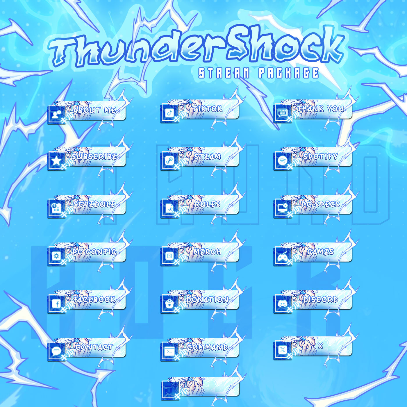 Animated Zoldyck Killua Thundershock Twitch overlays full stream