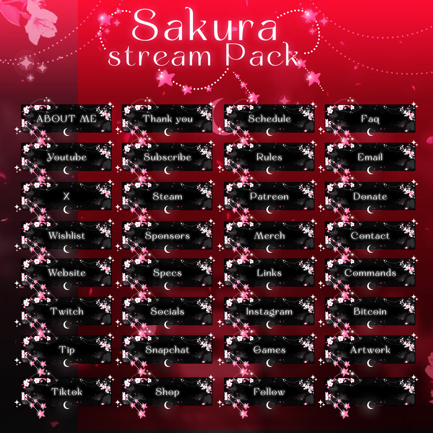 Sakura Cherry Twitch overlays full stream package