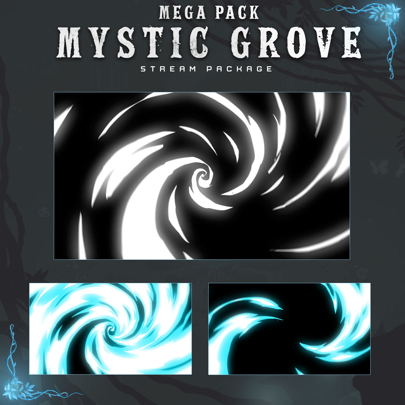 Premium Mystic Grove Twitch overlays full stream package