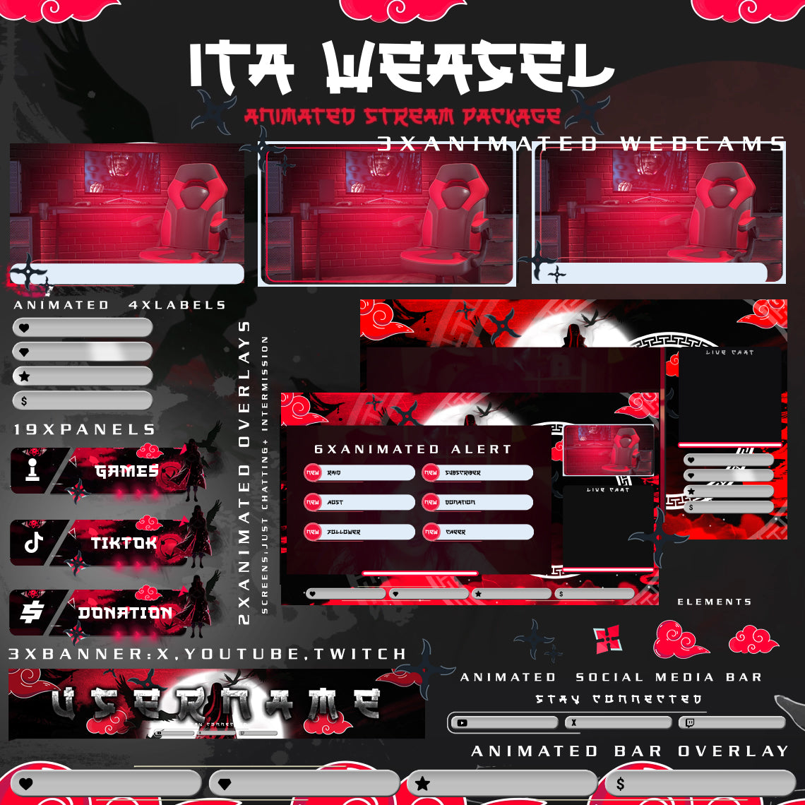 Sharingan Stream Package Twitch overlays full stream package