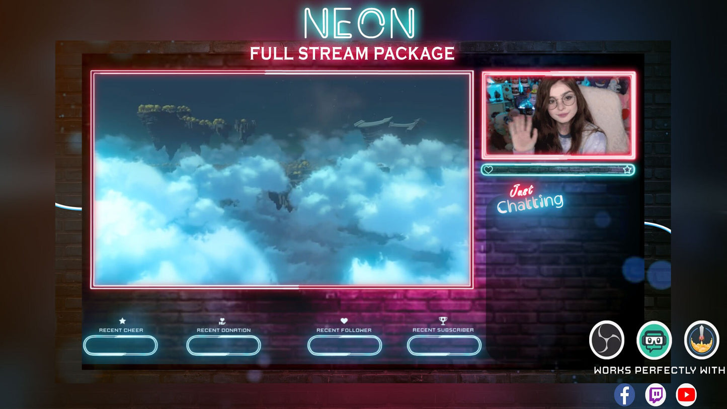 Neon Animated Stream Overlay Package Retro