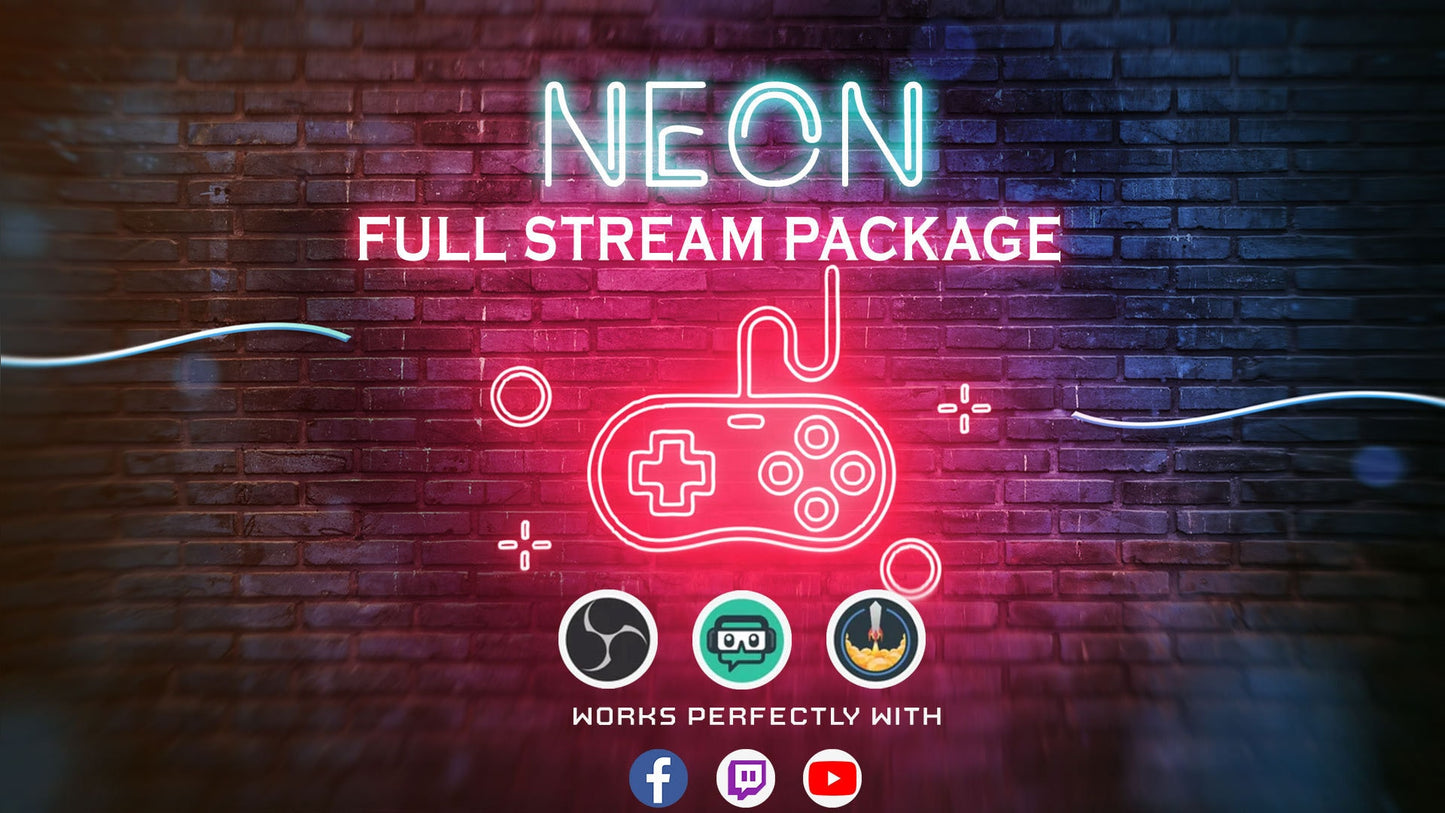 Neon Animated Stream Overlay Package Retro