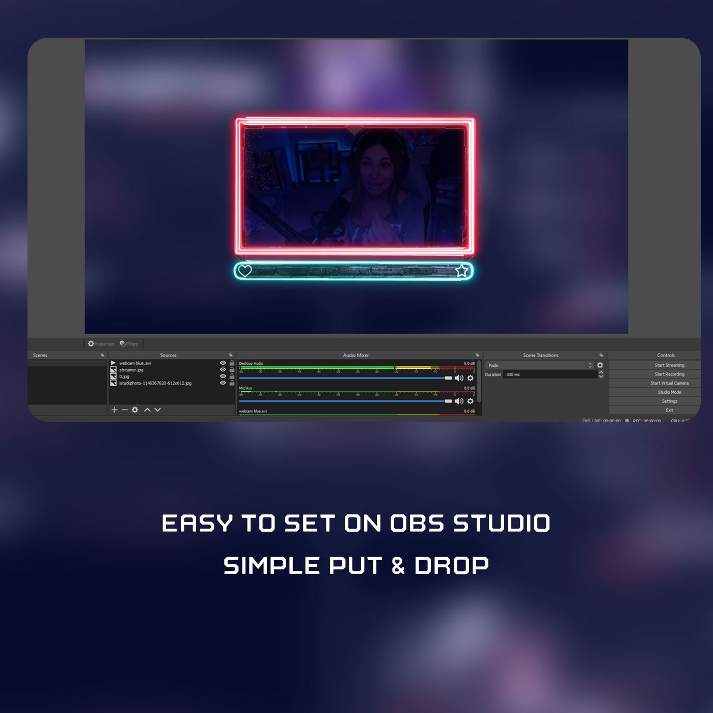 Animated Webcam Frame Pack Neon Facecam