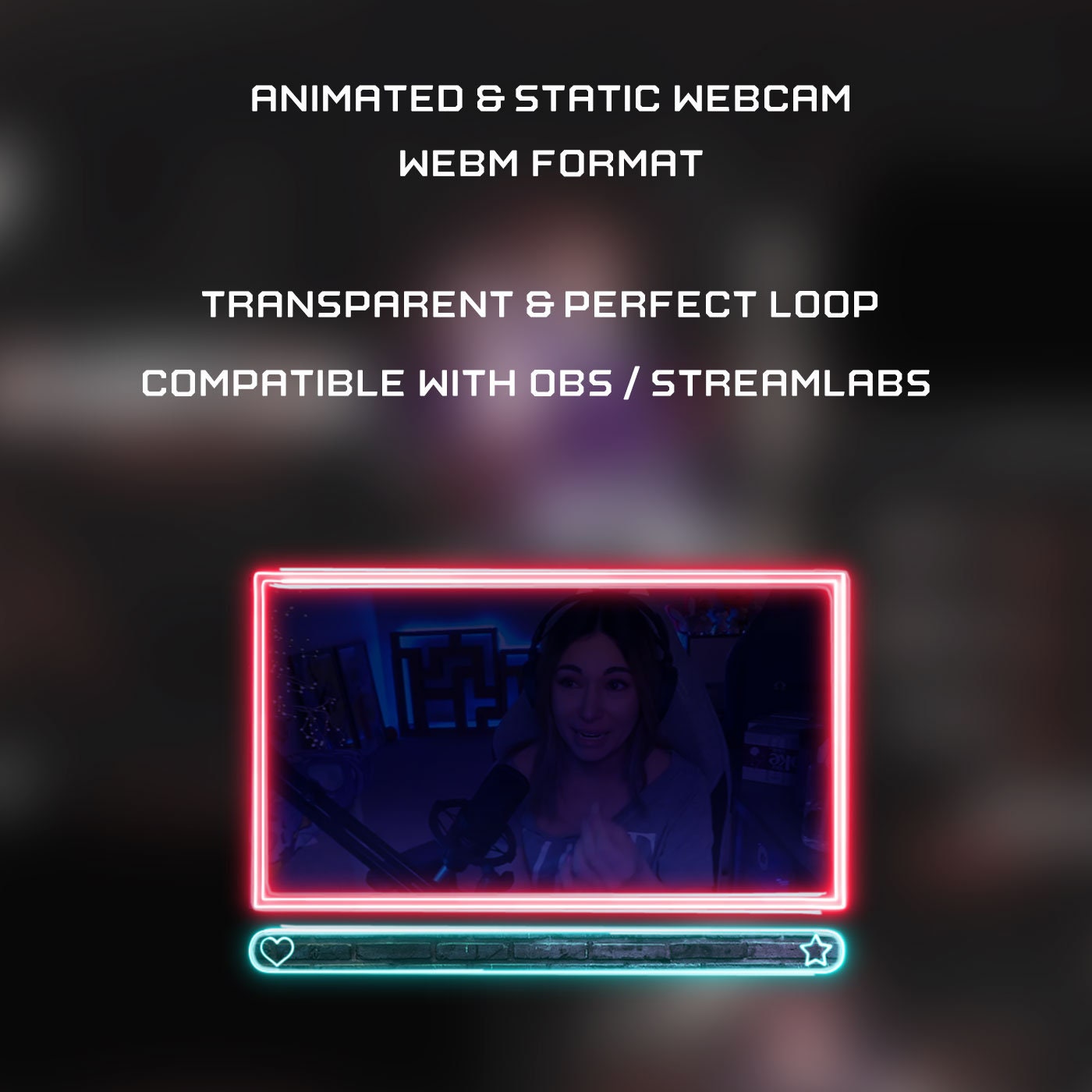 Animated Webcam Frame Pack Neon Facecam