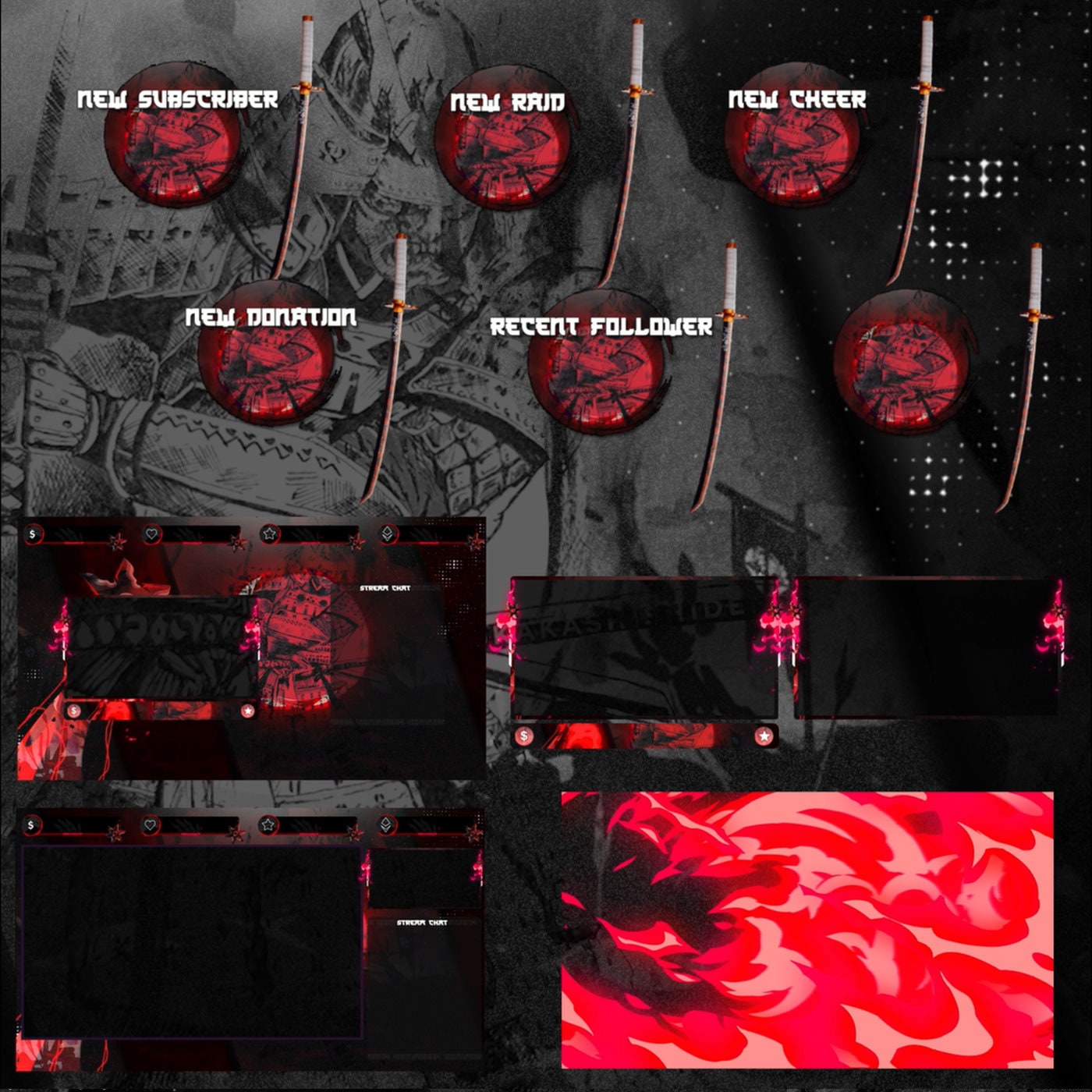 Animated Samurai Shiruken Twitch Package