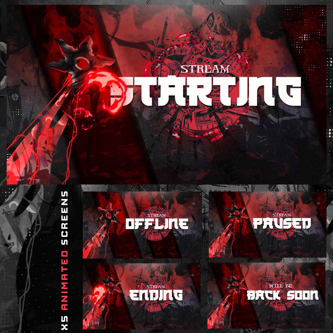 Animated Samurai Shiruken Twitch Package