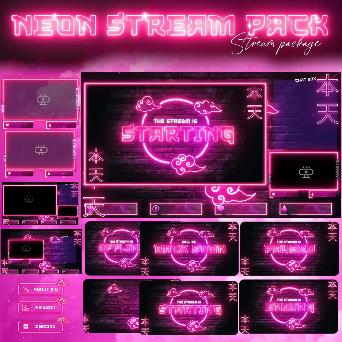 Animated Stream Retro Neon Package