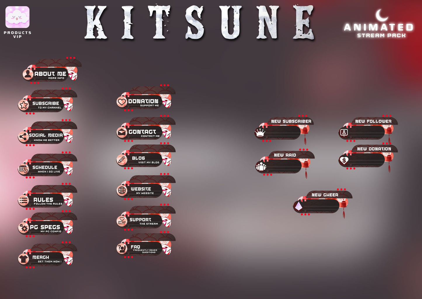 Animated Kitsune Mask Stream Package