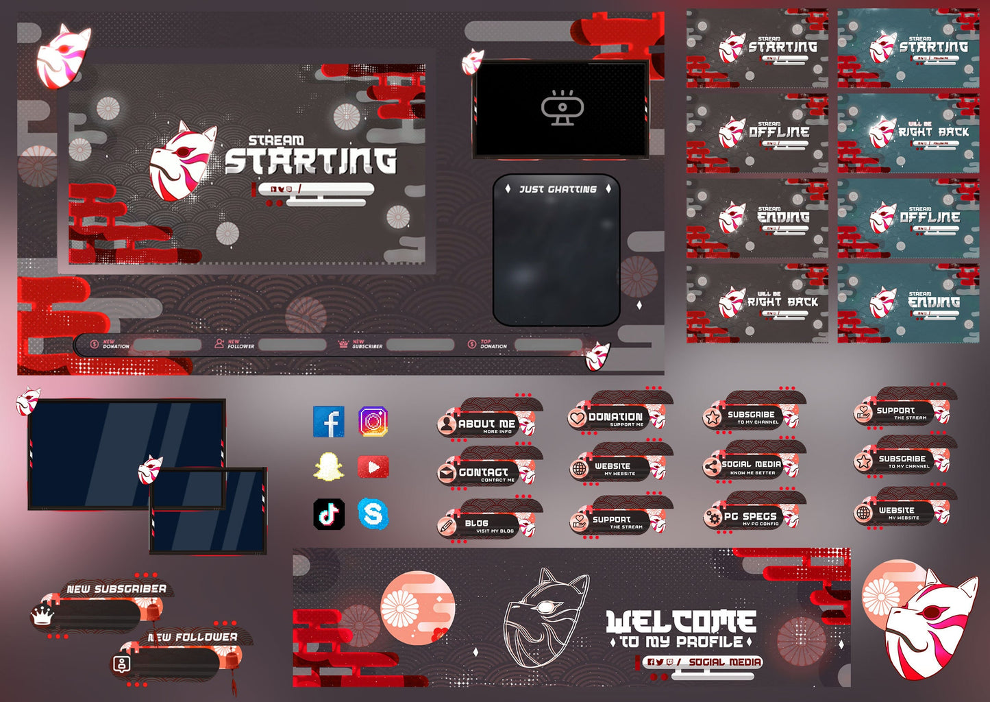 Animated Kitsune Mask Stream Package