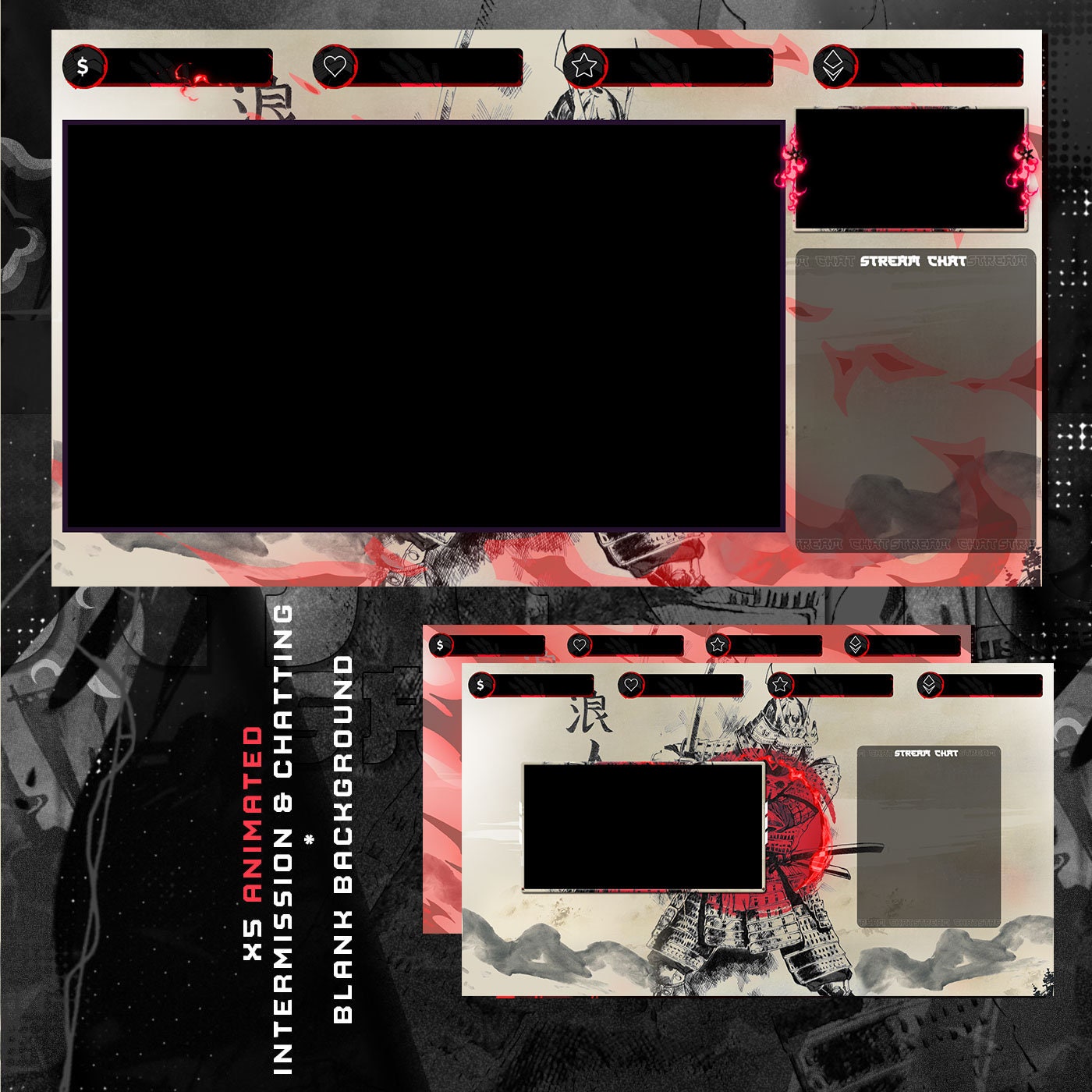 Animated Samurai twitch streamers full twitch package