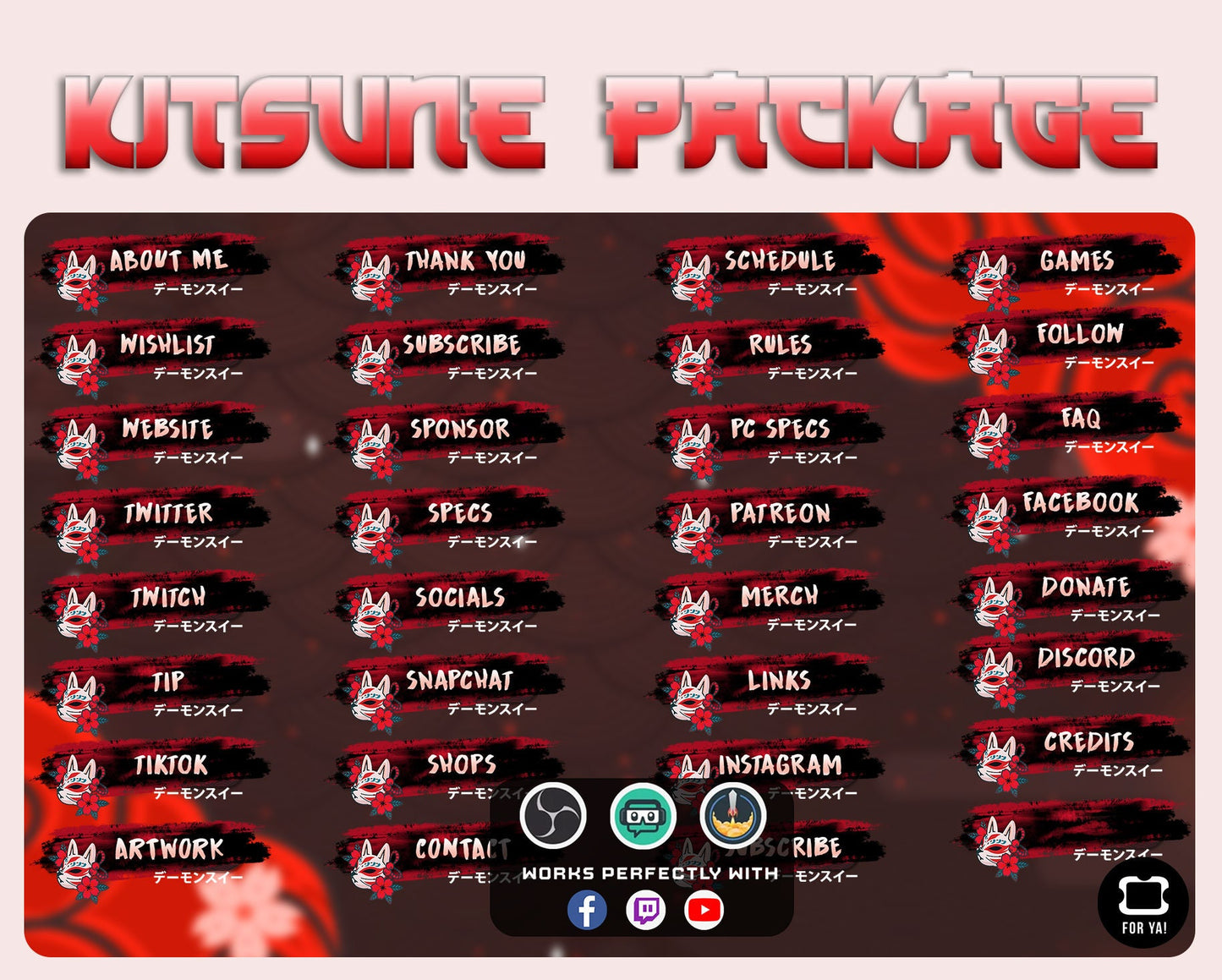 Animated Red Kitsune Stream Package