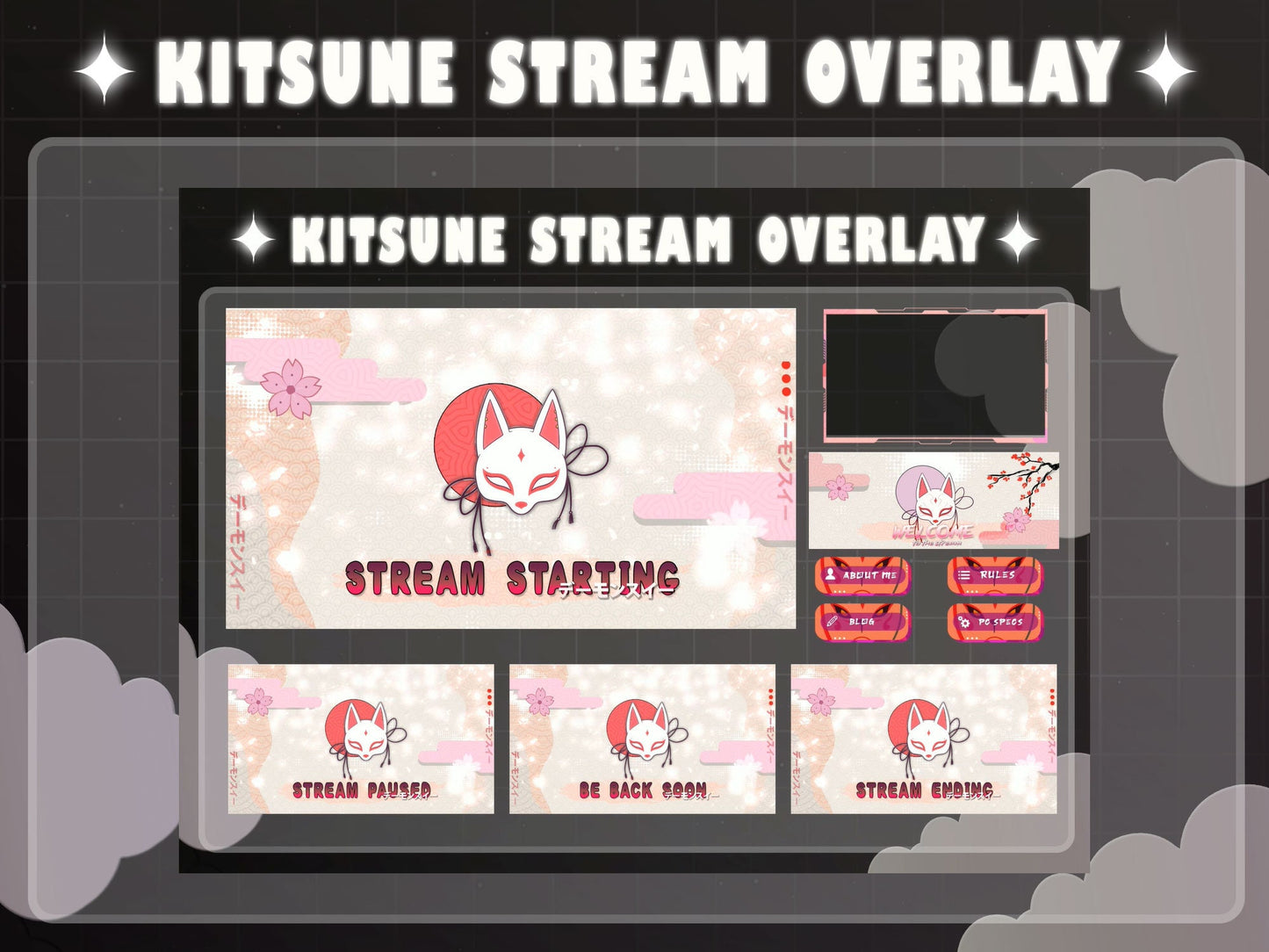 Animated White Kitsune Stream Package