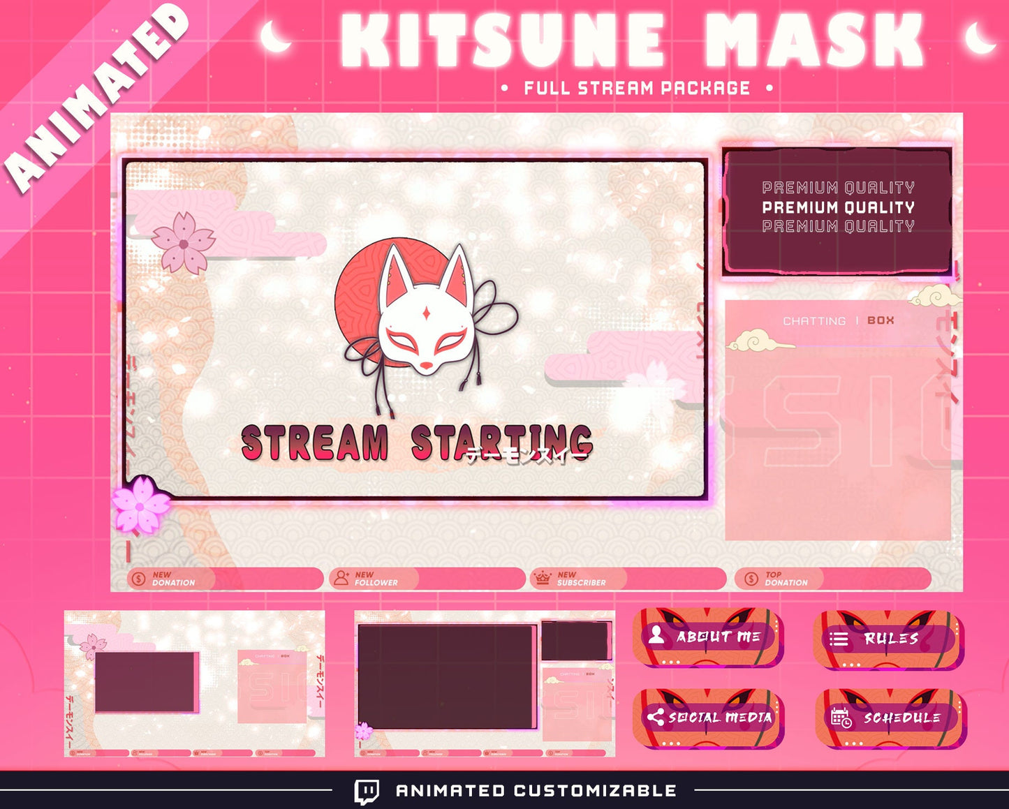 Animated White Kitsune Stream Package