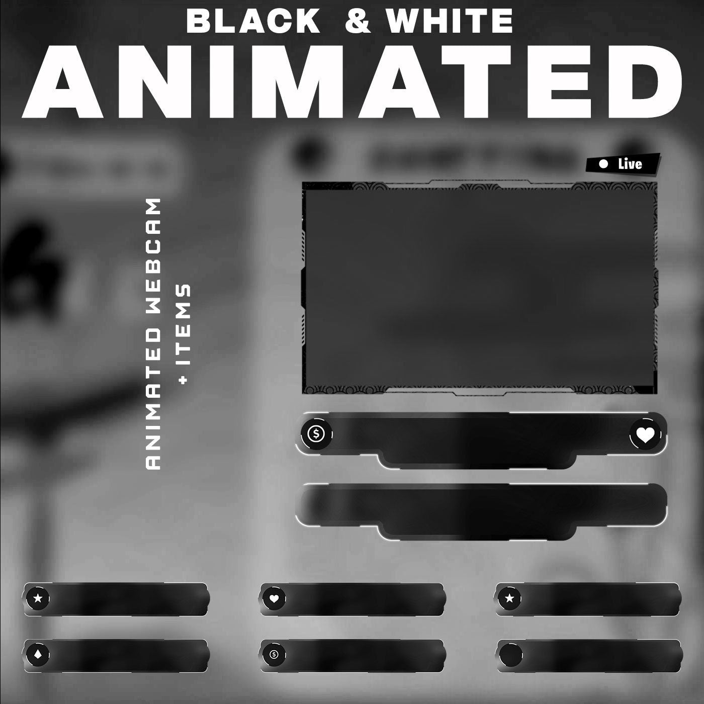 Animated Black & White Kitsune Stream Package