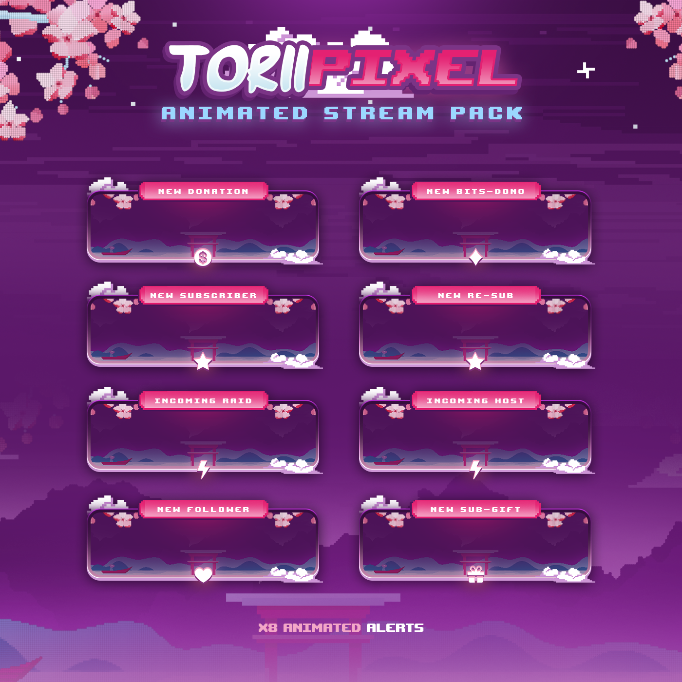 Torii Pixel Stream Package Pixel Art Stream Overlays
