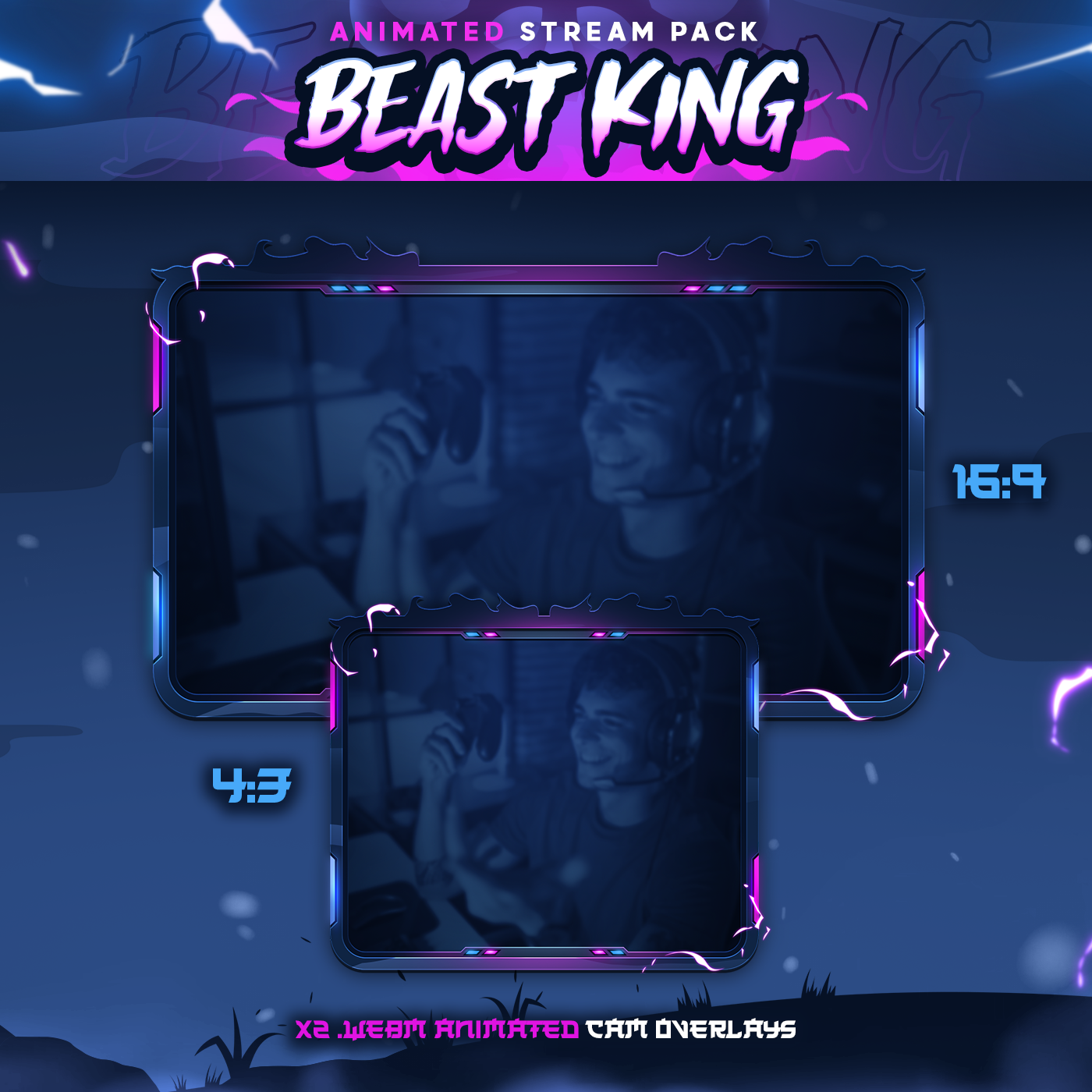 Beast King Anime Stream Pack Twitch Overlays Panels Transition