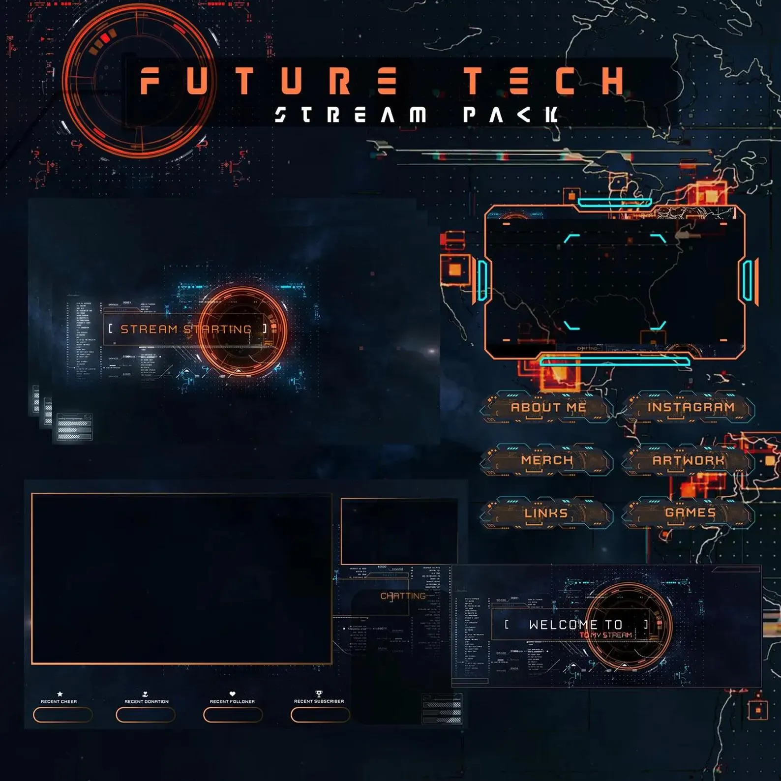 Premium Futuristic Stream Package Full Twitch Stream – Streamlofi