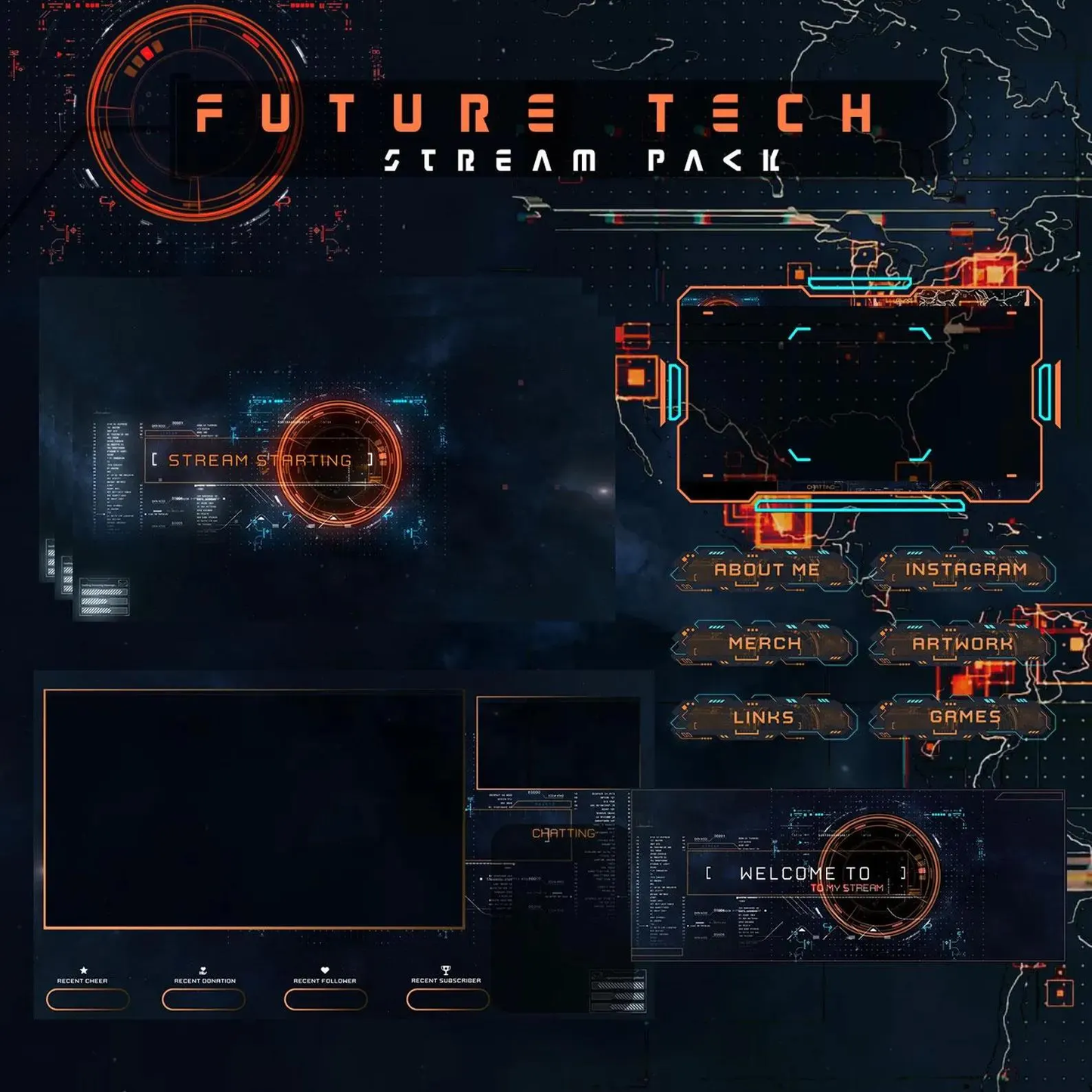 Premium Futuristic Stream Package Full Twitch Stream