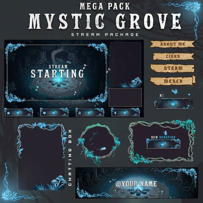 Premium Mystic Grove Twitch overlays full stream package