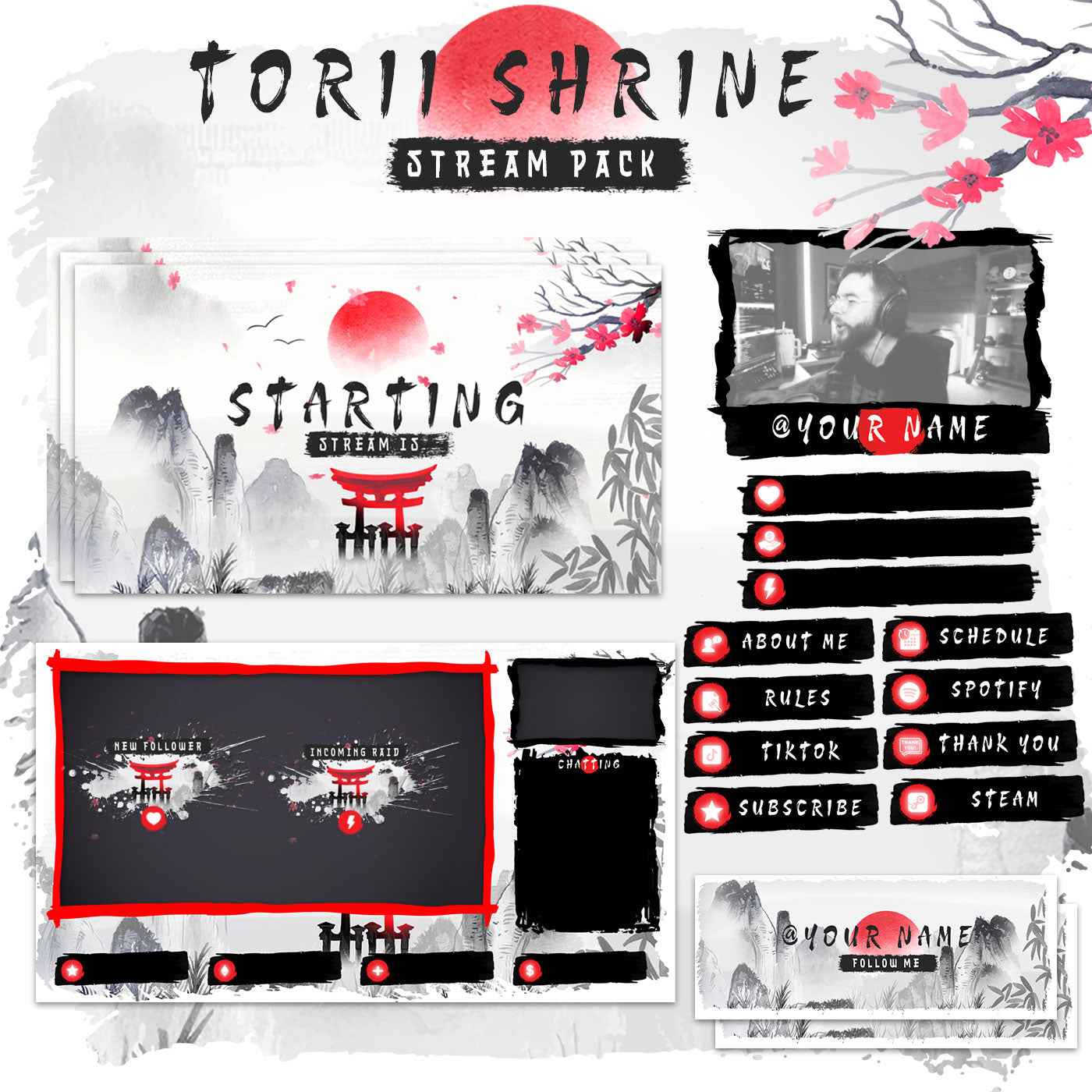 Animated Torii Shrine For twitch streamers full twitch package
