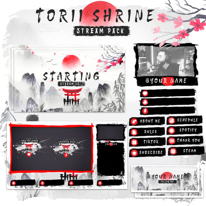 Animated Torii Shrine For twitch streamers full twitch package