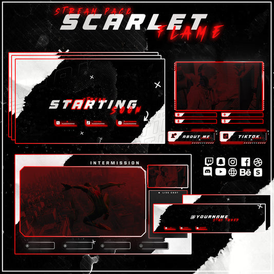 Scarlet Flame Twitch overlays full stream package
