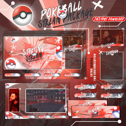 Poke ball Stream Overlay Intermission Chatting Screens Webcam
