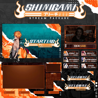 Bleach II Twitch Overlays full Stream Package Orange