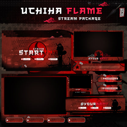 Fire Flame Uchiha Itachi Twitch overlays full stream package