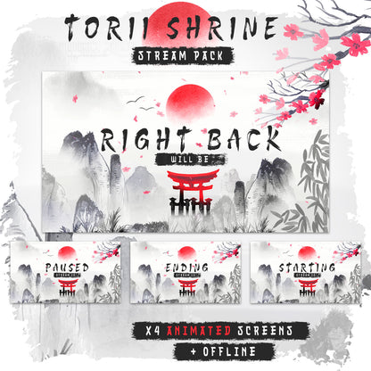 Animated Torii Shrine For twitch streamers full twitch package