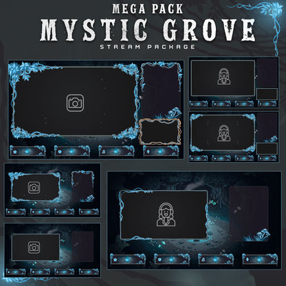 Premium Mystic Grove Twitch overlays full stream package
