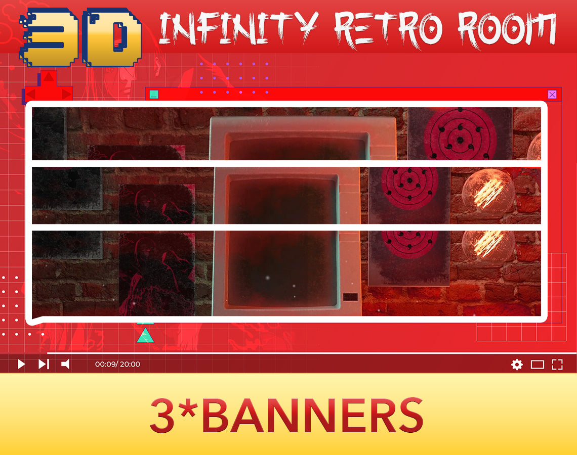 3D Retro Sharingan Stream Package Twitch overlays full stream package