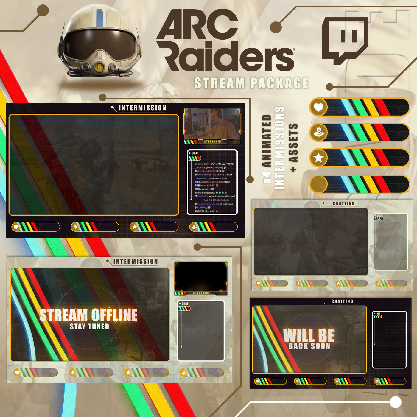 ARC Raiders Stream Overlay Manga Intermission Chatting Screens